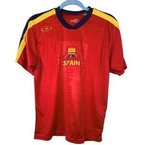 Xara Spain Soccer Jersey La Furia Roja Red Yellow V-Neck Mens Small NWT